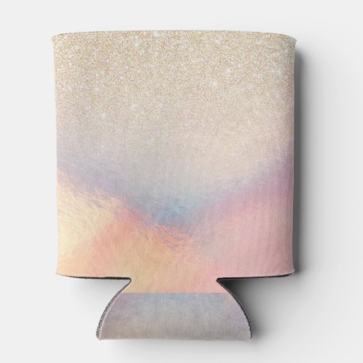 Chic Gold Glitter Iridescent Holographic Gradient Blikjeskoeler (Achterkant)