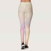 Chic Gold Glitter Iridescent Holographic Gradient Leggings (Achterkant)