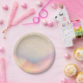 Chic Gold Glitter Iridescent Holographic Gradient Papieren Bordje (Feest)