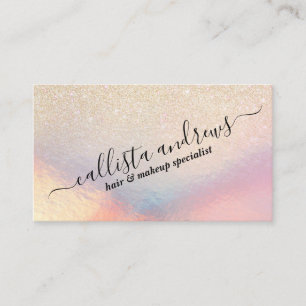 Chic Gold Glitter Iridescent Holographic Gradient Visitekaartje