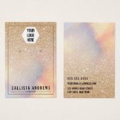 Chic Gold Glitter Iridescent Logo Veroorbaar beeld Visitekaartje (Voorkant /achterkant)