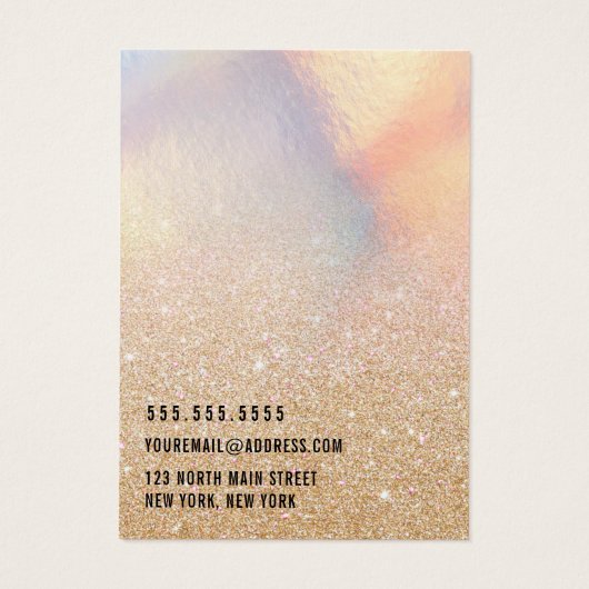 Chic Gold Glitter Iridescent Logo Veroorbaar beeld Visitekaartje (Achterkant)