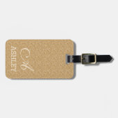 Chic Gold Glitter Ivory - aangepast monogram Bagagelabel (Voorkant horizontaal)