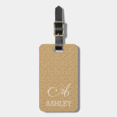 Chic Gold Glitter Ivory - aangepast monogram Bagagelabel (Voorkant verticaal)