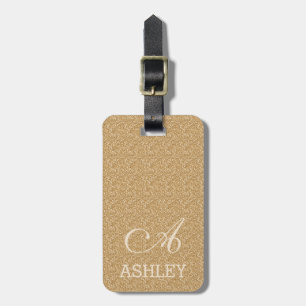 Chic Gold Glitter Ivory - aangepast monogram Bagagelabel