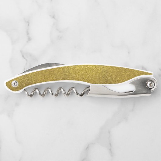 Chic Gold Glitter Kurkentrekker met monogram (Achterkant)