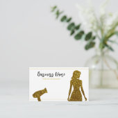 Chic Gold Glitter Lady Kapper Afsprakenkaartje (Staand voorkant)