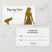 Chic Gold Glitter Lady Kapper Afsprakenkaartje (Voorkant / Achterkant)