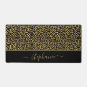 Chic Gold Glitter Leopard Animal Print Monogram Bureaumat (Voorkant)