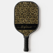 Chic Gold Glitter Leopard Animal Print Monogram Pickleball Paddle (Achterkant)