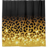 Chic Gold Glitter Leopard Print Pattern Douchegordijn (Voorkant)