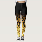Chic Gold Glitter Leopard Print Pattern Leggings (Voorkant)