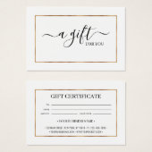 Chic Gold Glitter Lijst Gift Certificate Kaart (Voorkant /achterkant)