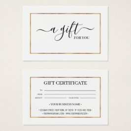 Chic Gold Glitter Lijst Gift Certificate Kaart
