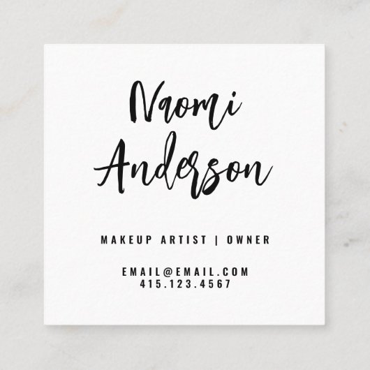 Chic Gold Glitter + modern Calligrafiescript Vierkante Visitekaartje (Achterkant)