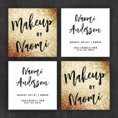 Chic Gold Glitter + modern Calligrafiescript Vierkante Visitekaartje