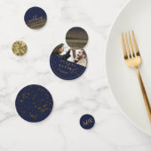 Chic Gold Glitter Navy Blue Photo Wedding Confetti (Groep)