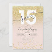 Chic gold glitter ombre blush Quinceanera foto Kaart (Voorkant)