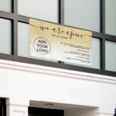 Chic gold glitter ombre logo marmer We zijn open Spandoek (Buitenkant Gebouw)