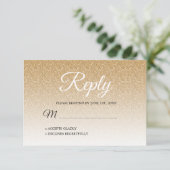 Chic Gold Glitter Ombre RSVP Kaart (Staand voorkant)