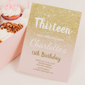 Chic gold glitter ombre script 13 Birthday Kaart