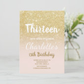 Chic gold glitter ombre script 13 Birthday Kaart (Staand voorkant)