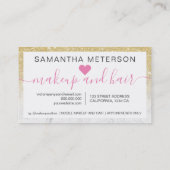 Chic gold glitter ombre script make-up marble 10 klantenkaartje (Achterkant)