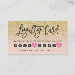 Chic Gold glitter ombre script make-up roze 10 Klantenkaartje