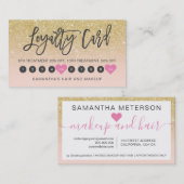 Chic Gold glitter ombre script make-up roze 10 Klantenkaartje (Voorkant / Achterkant)