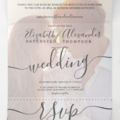 Chic gold glitter ombre white script foto bruiloft drieluik uitnodiging (Binnenkant midden)
