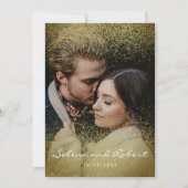 Chic Gold Glitter Overlay Photo Wedding Kaart (Voorkant)