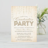 Chic Gold Glitter Pareltjes Afstuderen Kaart (Staand voorkant)