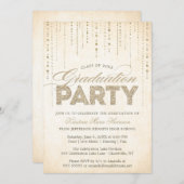 Chic Gold Glitter Pareltjes Afstuderen Kaart (Voorkant / Achterkant)