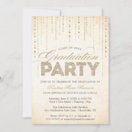 Chic Gold Glitter Pareltjes Afstuderen Kaart