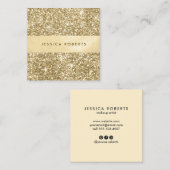 Chic Gold Glitter Pattern-Mode Vierkante Visitekaartje (Voorkant / Achterkant)