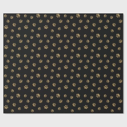 Chic Gold Glitter Paw Print Pattern Wrapping Paper Cadeaupapier (Vlak)