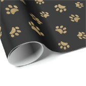 Chic Gold Glitter Paw Print Pattern Wrapping Paper Cadeaupapier (Rol Hoek)
