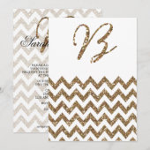 CHIC GOLD GLITTER PRINT WEDDING INVITATION KAART (Voorkant / Achterkant)