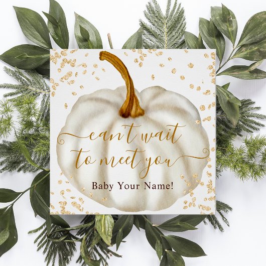 Chic Gold glitter pumpkin waterverf baby shower Perfect Poster