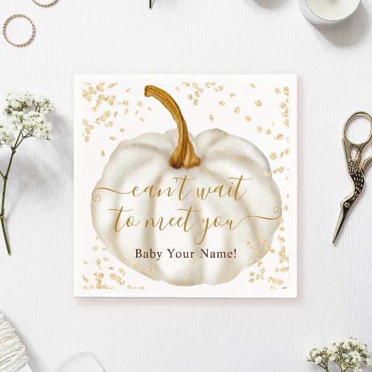 Chic Gold glitter pumpkin waterverf baby shower Servet
