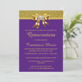 Chic Gold Glitter Quinceanera Uitnodiging (Staand voorkant)