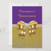 Chic Gold Glitter Quinceanera Uitnodiging (Achterkant)