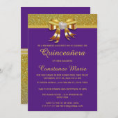 Chic Gold Glitter Quinceanera Uitnodiging (Voorkant / Achterkant)