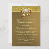 Chic Gold Glitter Quinceanera Uitnodiging (Voorkant)
