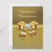 Chic Gold Glitter Quinceanera Uitnodiging (Achterkant)
