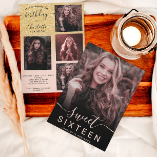 Chic Gold glitter roze ombre 5 foto's zoet 16 Kaart