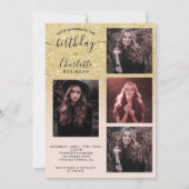 Chic Gold glitter roze ombre 5 foto's zoet 16 Kaart (Achterkant)