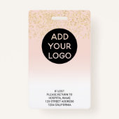 Chic gold glitter roze ombre logo code badge (Achterkant)
