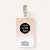 Chic gold glitter roze ombre logo code badge (Achterkant met clip)