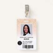 Chic gold glitter roze ombre logo code badge (Voorkant met clip)